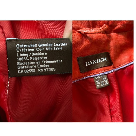Vintage Red Leather Bomber Jacket | Danier Distressed Women's Motorcycle Jacket - Picture 9 of 10